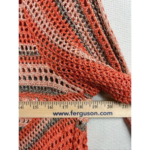 Style & Co Coral Striped Open Knit Cardigan Women’s 0X Cotton Blend Boho Sweater - Picture 7 of 11